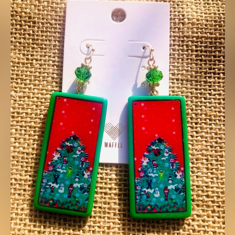 New Waffle Brand Christmas Earrings